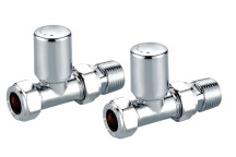 Towel Rail Valves - Straight Set - 15mm - Chrome