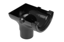 Rainwater - Half Round - Black - 112x68mm - Stop End Outlet