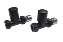 Towel Rail Valves - Straight Set - 15mm - Black