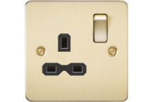 Single Switched Socket (Brushed Brass/Black Insert)