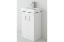 Floor Standing - Cloakroom Unit & Basin - White - Cube 450mm