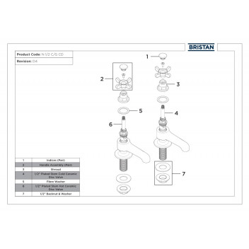 Bristan - 1901 - Traditional Basin Taps (with Long Spout)