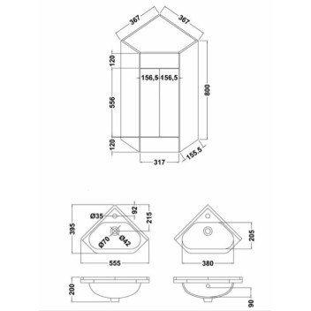 Cloakroom - Corner Unit & Basin - White - 400mm