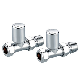 Towel Rail Valves - Straight Set - 15mm - Chrome