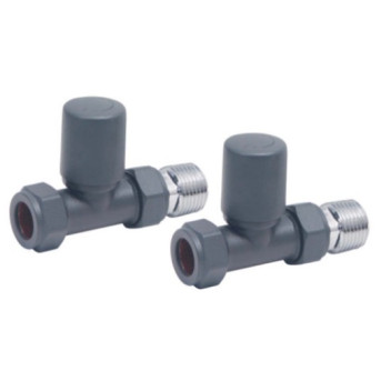 Towel Rail Valves - Straight Set - 15mm - Anthracite