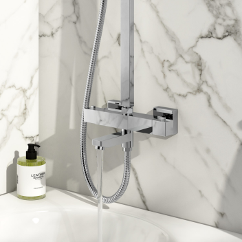 Thermostatic Shower with Bath Filler - Chrome (Square)