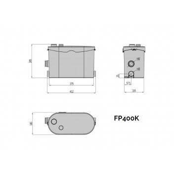 FlowPro FP400B - Macerator: WC & Bathroom (Top Outlet)
