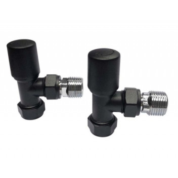 Towel Rail Valves - Angled Set - 15mm - Black