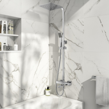 Thermostatic Shower with Bath Filler - Chrome (Square)