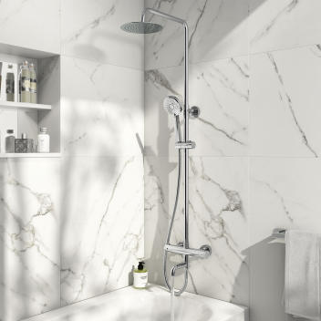 Thermostatic Shower Kit with Bath Filler - Chrome