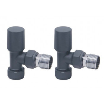 Towel Rail Valves - Angled Set - 15mm - Anthracite