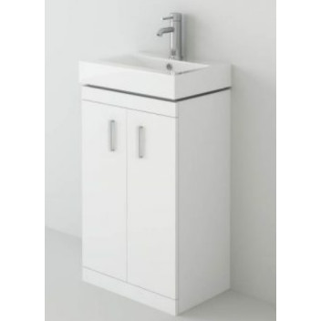 Floor Standing - Cloakroom Unit & Basin - White - Cube 450mm