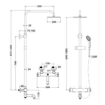 Thermostatic Shower Kit with Bath Filler - Chrome