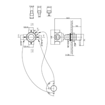 CrossWater - 3 Way Diverter Valve - Deck Mounted - Chrome